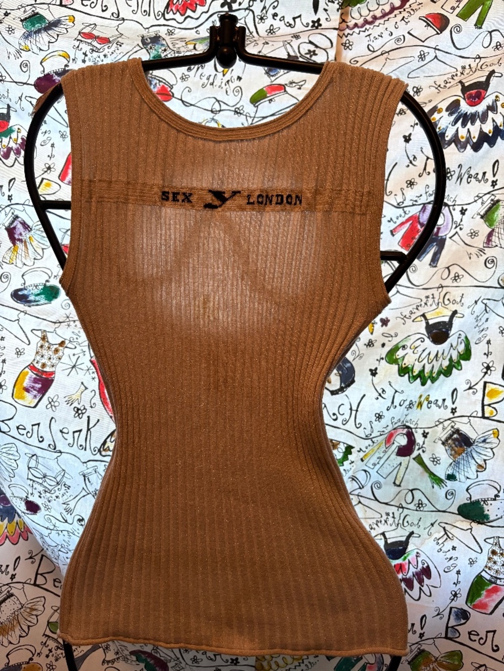 London Vintage silver lurex knit top